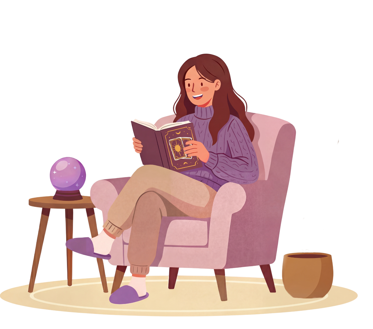 Woman reading cosmic book